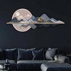 Majestic Golden Stag Moonlit & Mountains Crystal Glass Backlit LED Painting