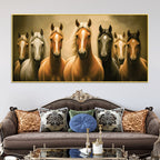 Majestic Horse Herd Standing Premium Wall Painting