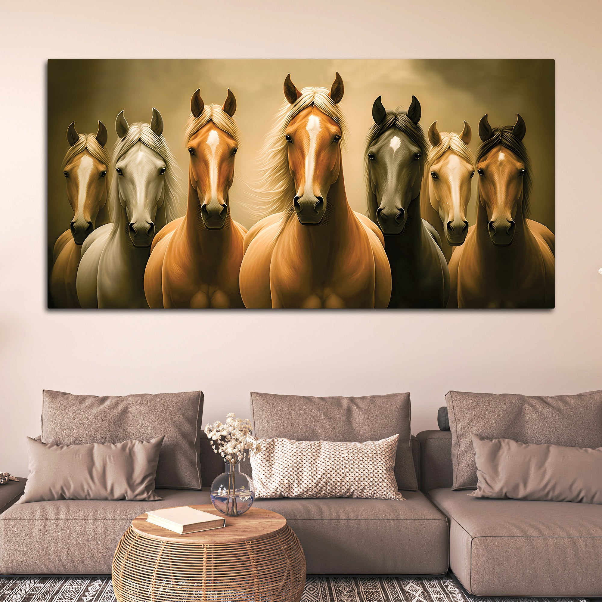 Majestic Horse Herd Standing Premium Wall Painting