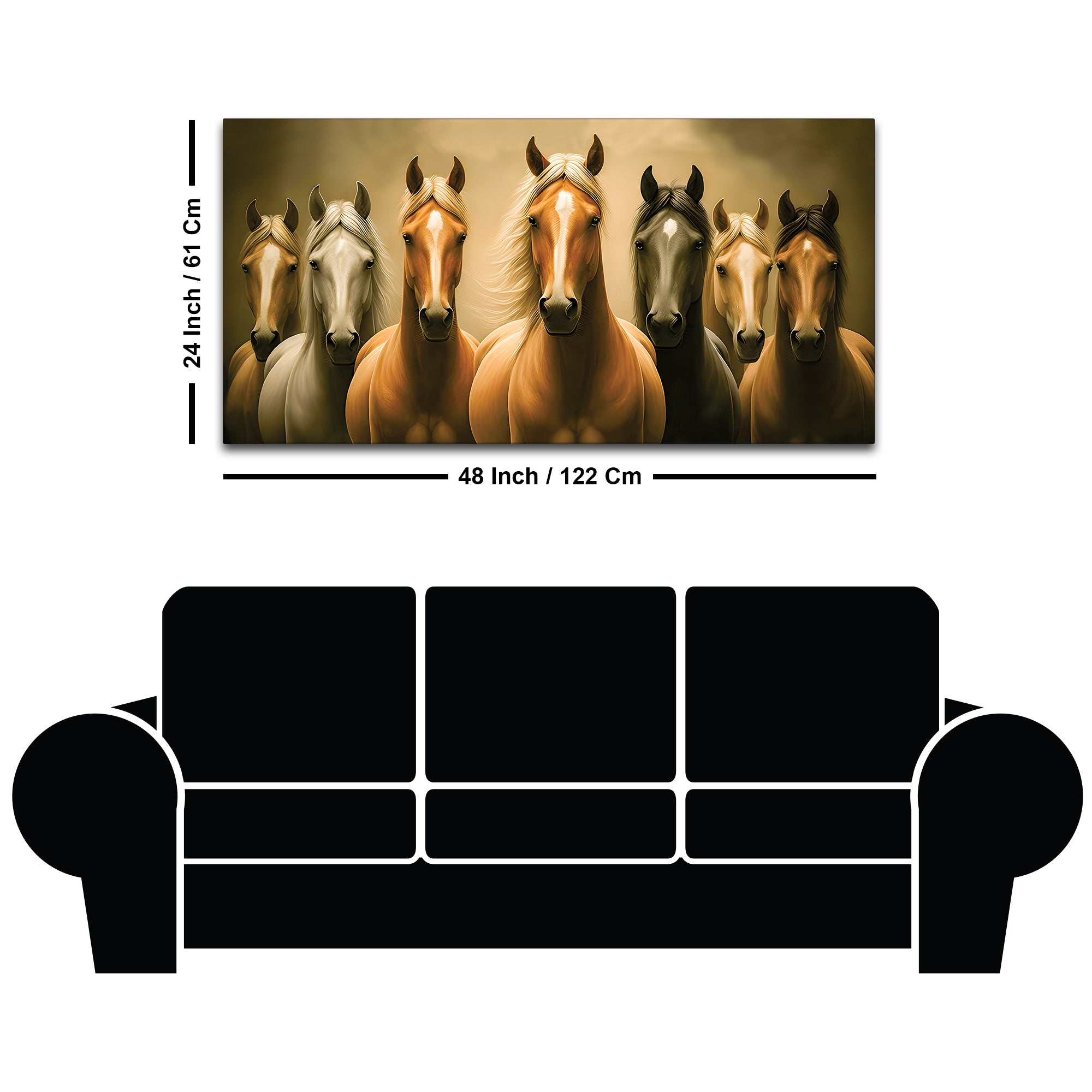 Majestic Horse Herd Standing Premium Wall Painting