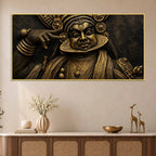 Majestic Kathakali Dancer Black & Gold Metallic Look 3D Canvas Wall Painting