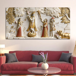 Majestic Lord Krishna 3D Canvas Wall Painting