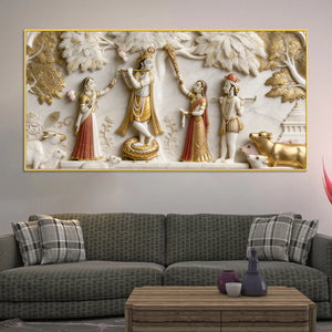 Majestic Lord Krishna 3D Canvas Wall Painting