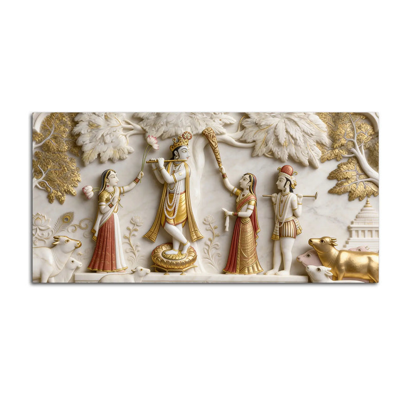 Majestic Lord Krishna 3D Canvas Wall Painting