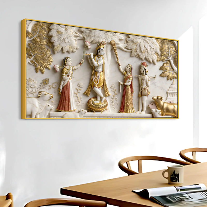 Majestic Lord Krishna 3D Canvas Wall Painting