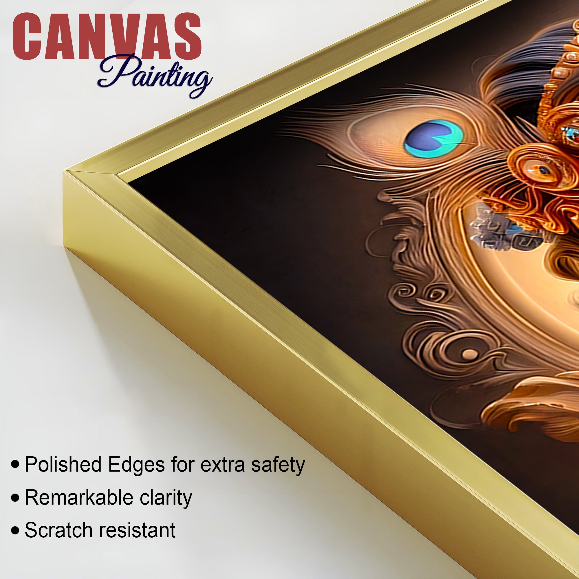 Majestic Lord Krishna Royal Portrait Art Canvas Wall Painting For Home & Office