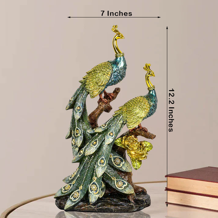 Majestic Peacock Couple Resin Decorative Showpiece
