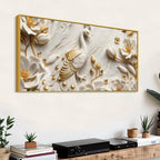 Majestic Peacock in Golden Garde 3D Canvas Wall Painting