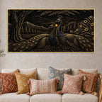 Majestic Peacock Pair in Nature Metallic Look 3D Canvas Wall Painting