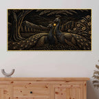 Majestic Peacock Pair in Nature Metallic Look 3D Canvas Wall Painting