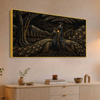 Majestic Peacock Pair in Nature Metallic Look 3D Canvas Wall Painting