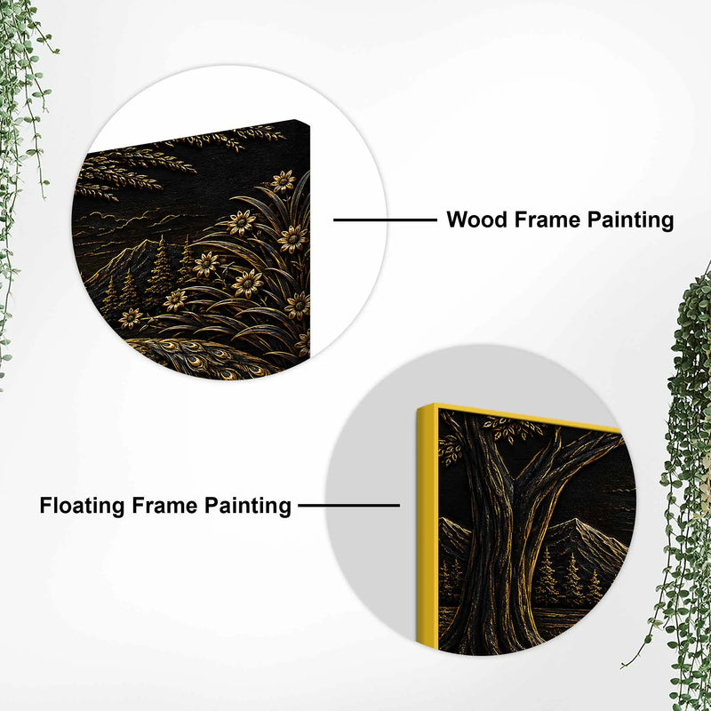 Majestic Peacock Pair in Nature Metallic Look 3D Canvas Wall Painting