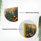 Majestic Pine Forest with Mountain River & Golden Sun 3D Canvas Wall Painting