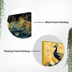 Majestic Royal Peacock in Golden Cloud Canvas Wall Painting