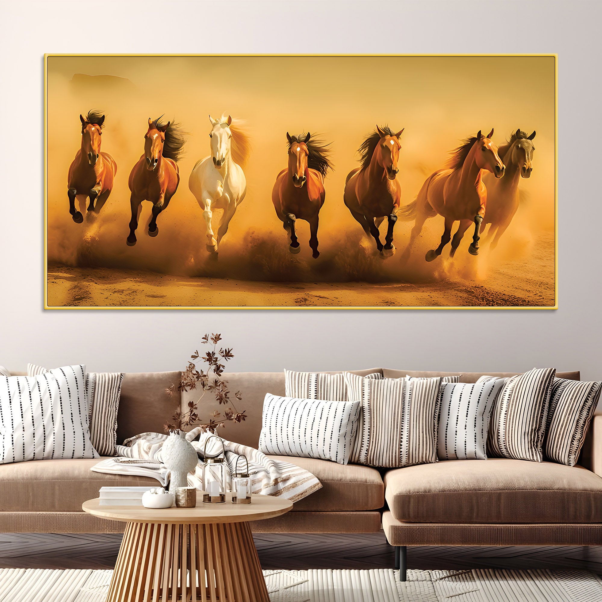 Majestic Seven Horses Galloping Premium Wall Painting