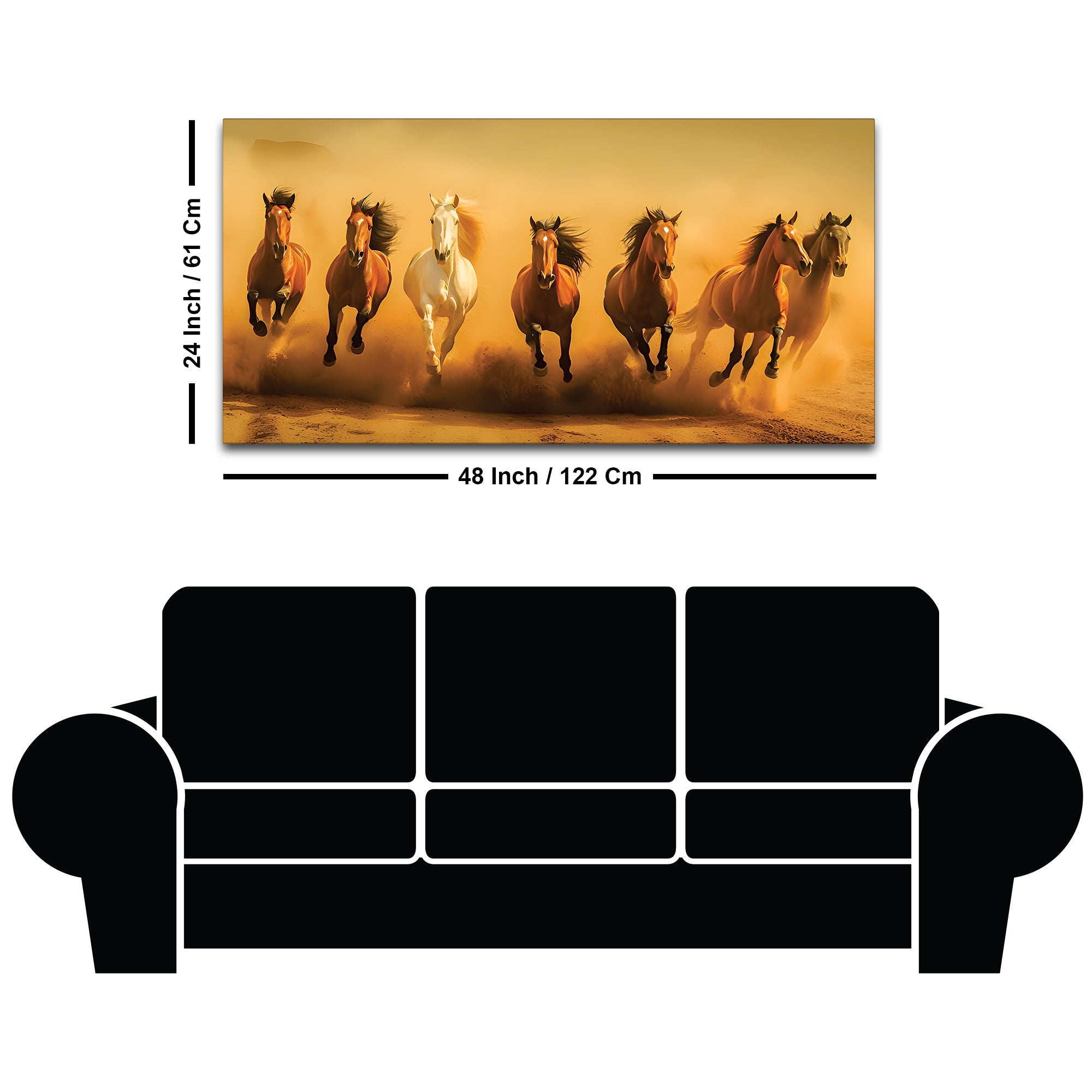 Majestic Seven Horses Galloping Premium Wall Painting