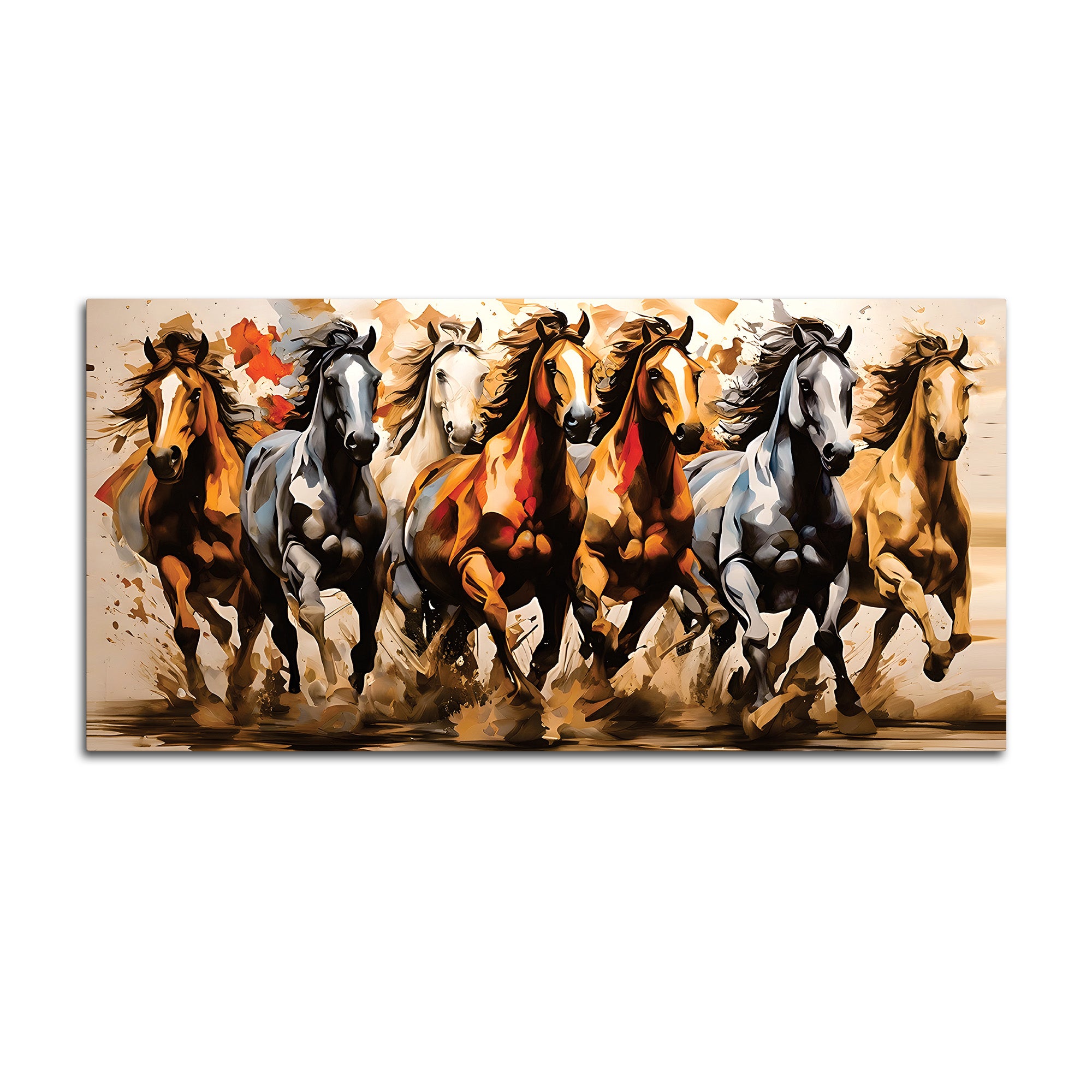 Majestic Seven Horses Water Color Art Premium Wall Painting