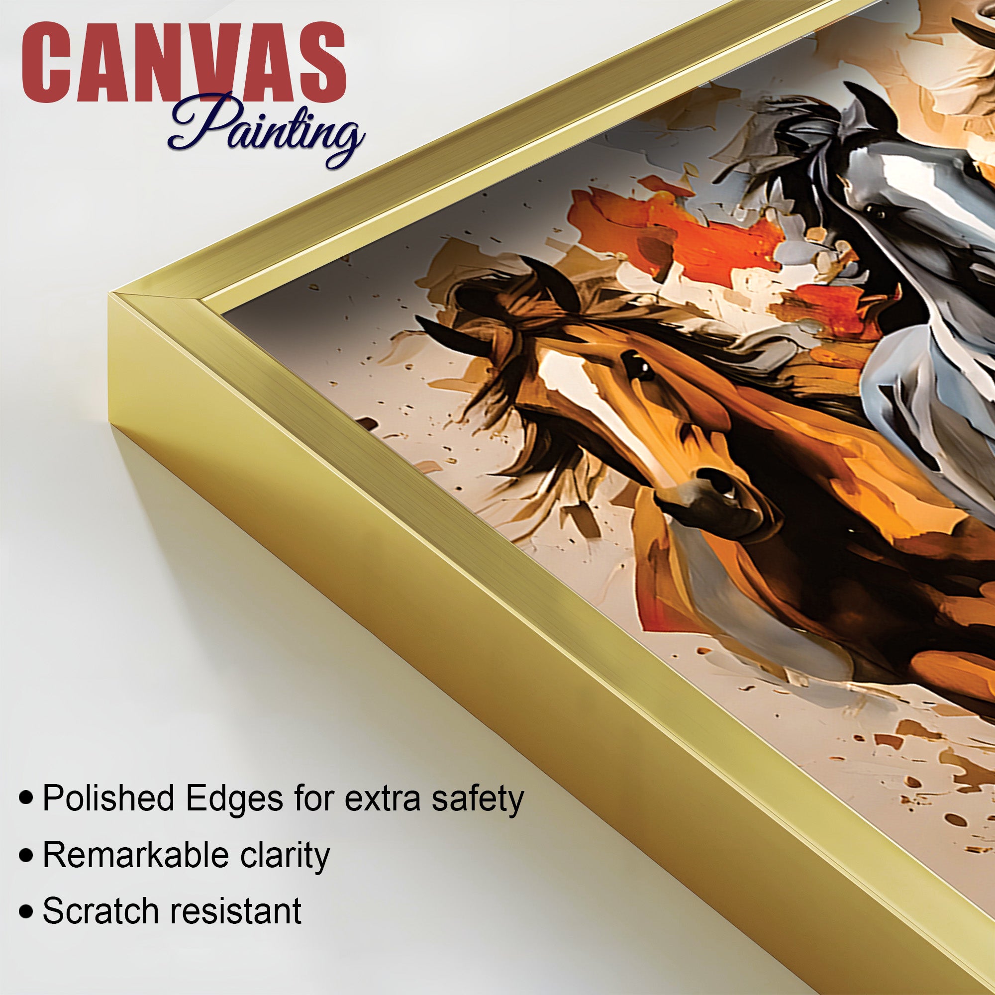 Majestic Seven Horses Water Color Art Premium Wall Painting