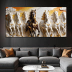 Majestic Seven Running Horses 3D Canvas Wall Painting