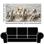 Majestic Seven Running White Horses 3D Canvas Wall Painting