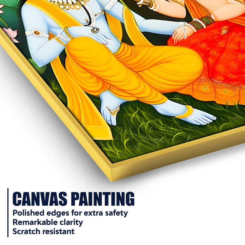 Majestic Shree Radha Krishna Garden Scene Canvas Wall Painting