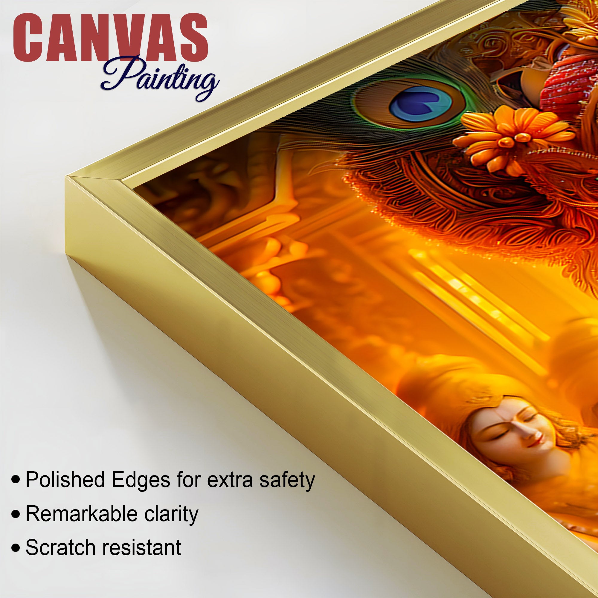 Majestic Shri Krishna Radha Playing Flute Canvas Wall Painting