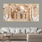 Majestic Taj Mahal with Floral Elegance 3D Canvas Wall Painting