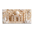 Majestic Taj Mahal with Floral Elegance 3D Canvas Wall Painting