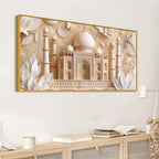Majestic Taj Mahal with Floral Elegance 3D Canvas Wall Painting