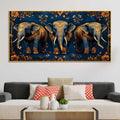 Majestic Three Elephant Canvas Wall Painting for Modern Interiors