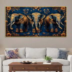 Majestic Three Elephant Canvas Wall Painting for Modern Interiors