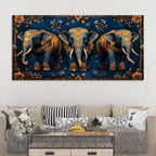 Majestic Three Elephant Canvas Wall Painting for Modern Interiors