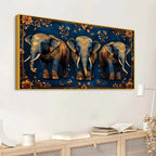 Majestic Three Elephant Canvas Wall Painting for Modern Interiors