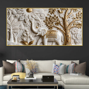 Majestic White Elephant in Enchanted Forest 3D Canvas Wall Painting