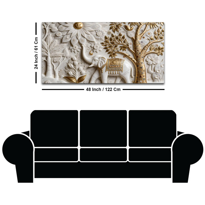 Majestic White Elephant in Enchanted Forest 3D Effect Canvas Wall Painting