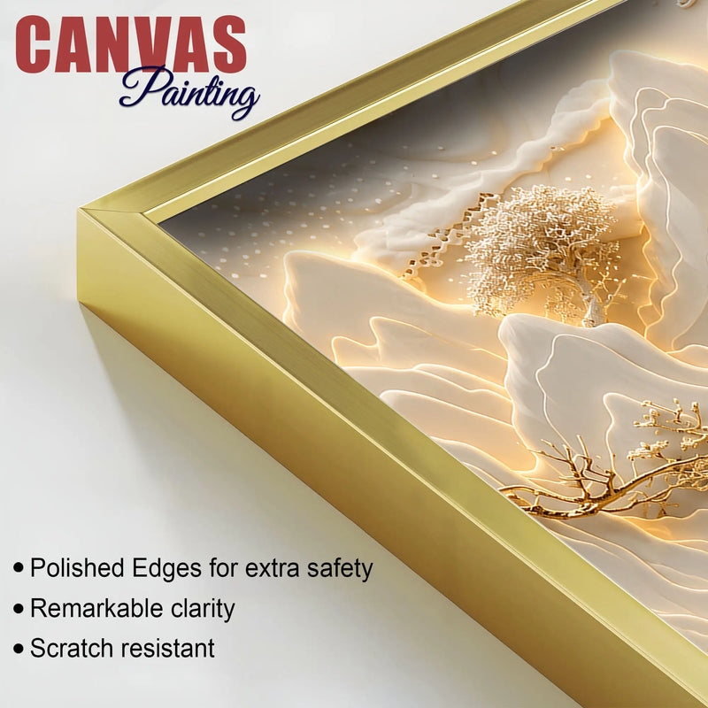 Majestic White & Golden Deer in Mountain Landscape 3D Canvas Wall Painting