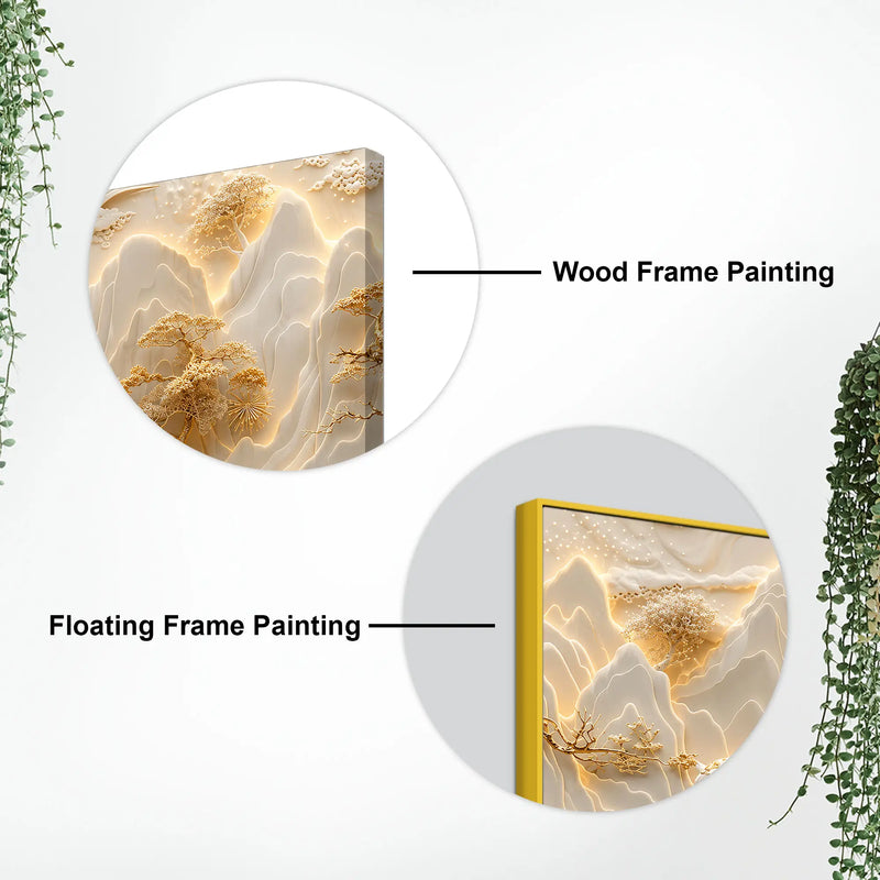 Majestic White & Golden Deer in Mountain Landscape 3D Canvas Wall Painting