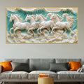 Majestic White Horses Galloping Through Ocean Waves 3D Canvas Wall Painting