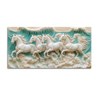 Majestic White Horses Galloping Through Ocean Waves 3D Canvas Wall Painting