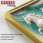 Majestic White Horses Galloping Through Ocean Waves 3D Canvas Wall Painting