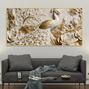 Majestic White Peacock 3D Canvas Wall Painting