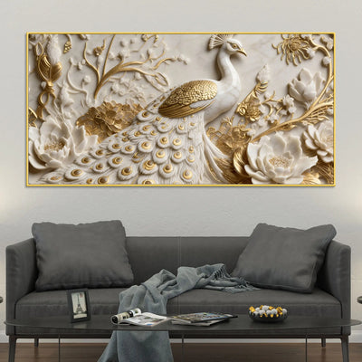 Majestic White Peacock 3D Canvas Wall Painting