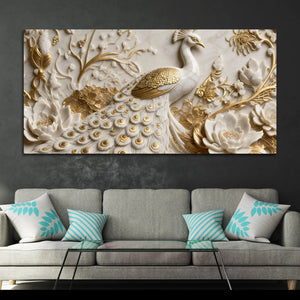 Majestic White Peacock 3D Canvas Wall Painting