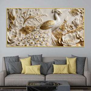 Majestic White Peacock 3D Canvas Wall Painting