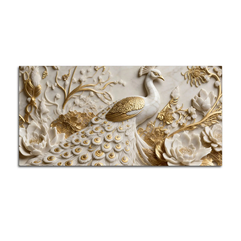 Majestic White Peacock 3D Canvas Wall Painting