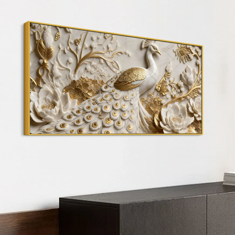 Majestic White Peacock 3D Canvas Wall Painting
