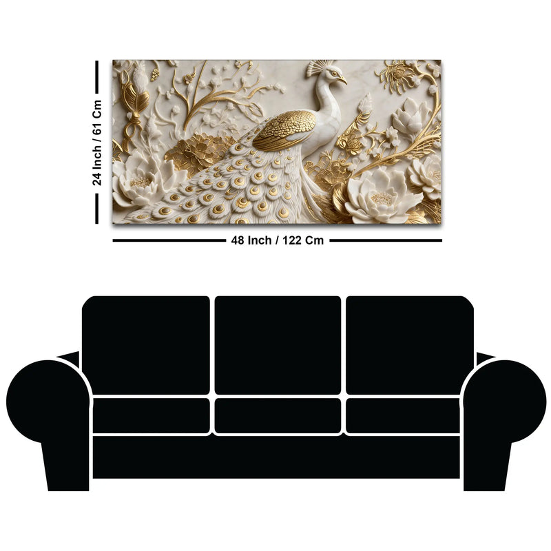 Majestic White Peacock 3D Canvas Wall Painting