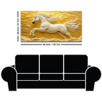 Majestic White Stallion Galloping Through Golden Horizon 3D Canvas Wall Painting