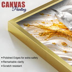 Majestic White Stallion with Golden Splash 3D Canvas Wall Painting