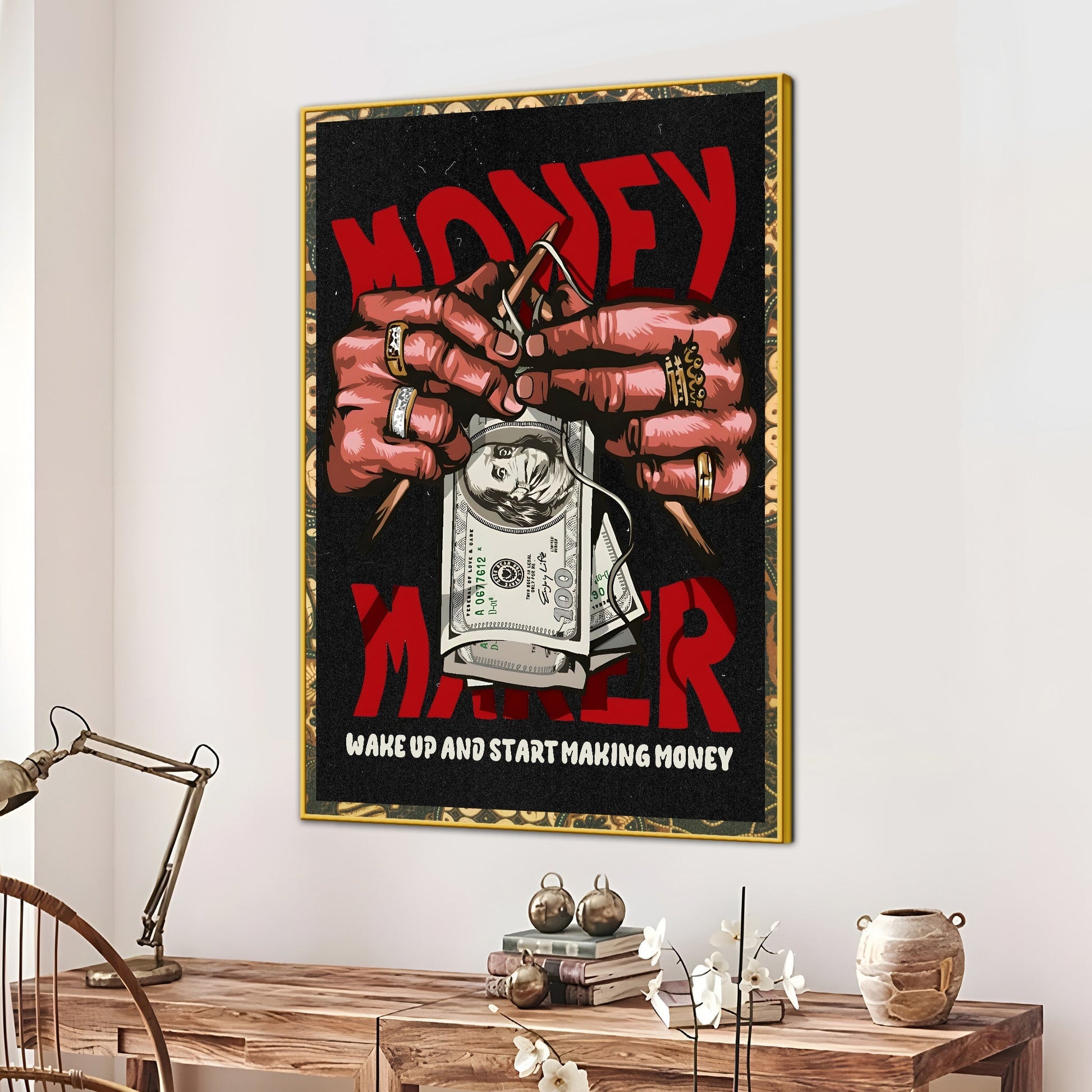 Make Your Own Money Cotton Canvas Wall Painting